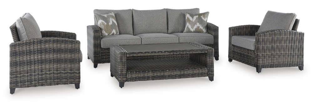 Oasis Court Sofa/Chairs/Table Set - Gray