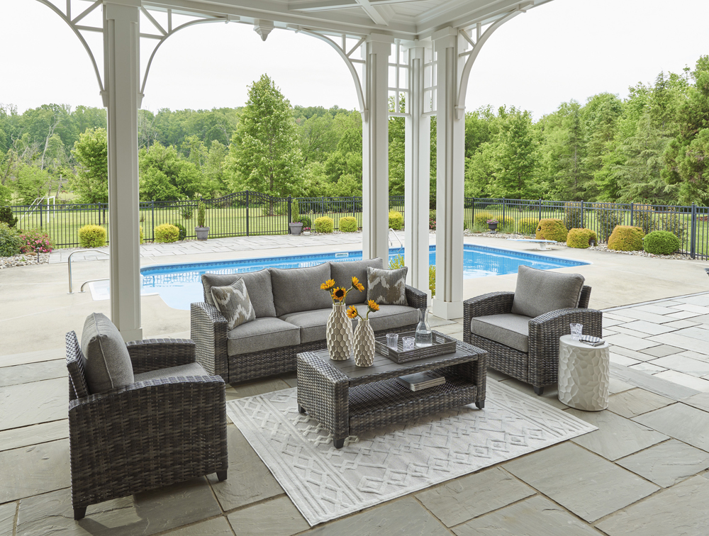 Oasis Court Sofa/Chairs/Table Set - Gray - Image 3