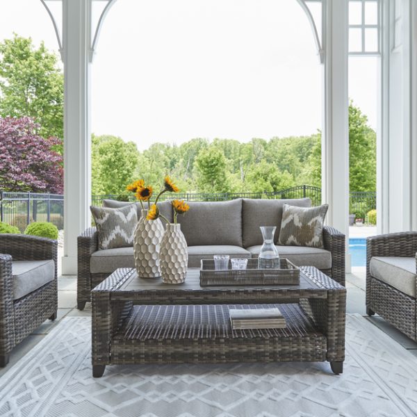 Oasis Court Sofa/Chairs/Table Set - Gray - Image 4