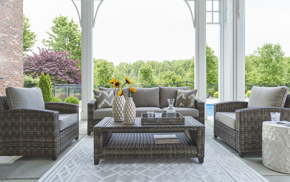 Oasis Court Sofa/Chairs/Table Set - Gray - Image 4