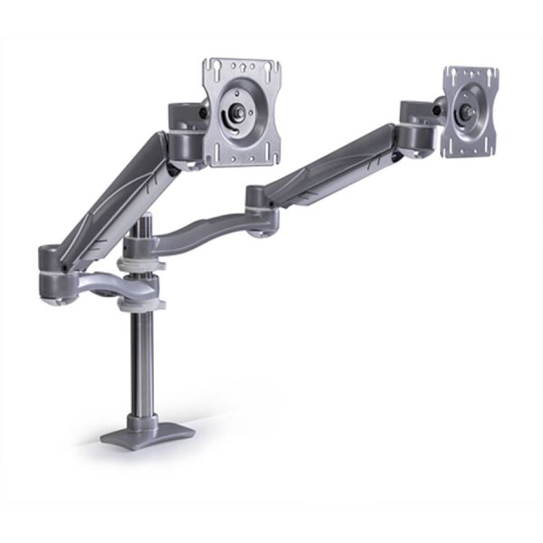Dual-Screen, Double Extension Dual Height Flat Screen Monitor Arm - black