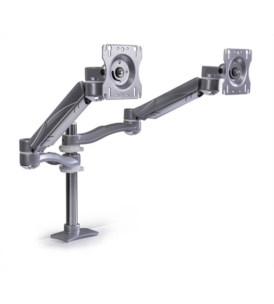 Dual-Screen, Double Extension Dual Height Flat Screen Monitor Arm - black