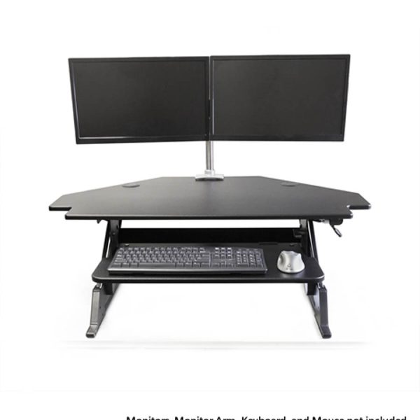 Corner Desktop Sit-Stand Workstation - Black - Image 5