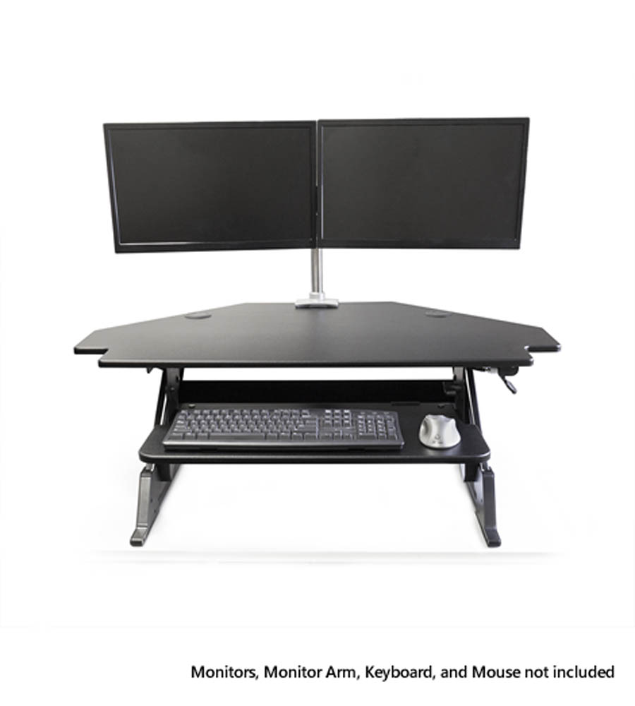 Corner Desktop Sit-Stand Workstation - Black - Image 5