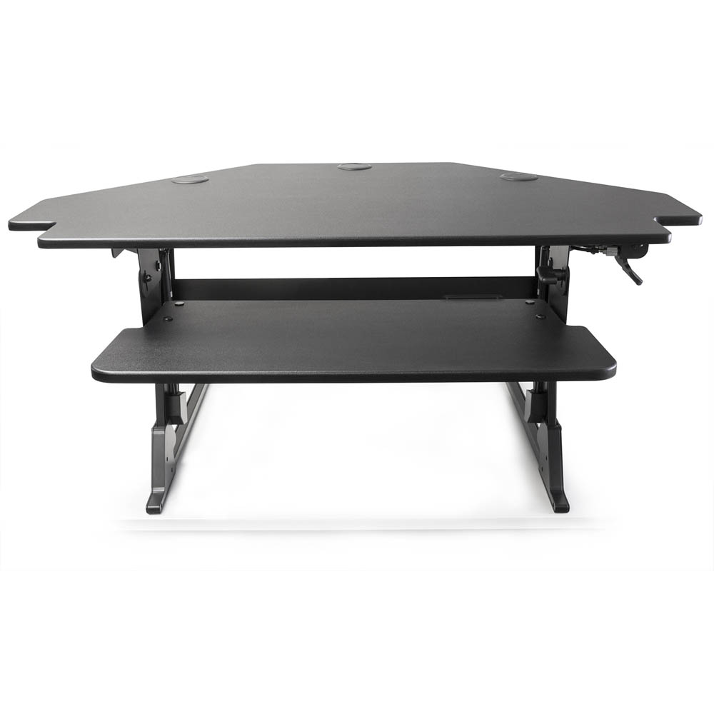Corner Desktop Sit-Stand Workstation - Black - Image 4