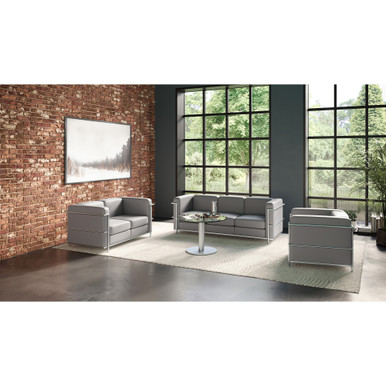 OfficeSource | Madison | Sofa with Chrome Frame - Light Gray - Image 5