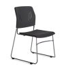 OfficeSource Stacked Seating Armless Stackable Side Chair with Chrome Frame - Black