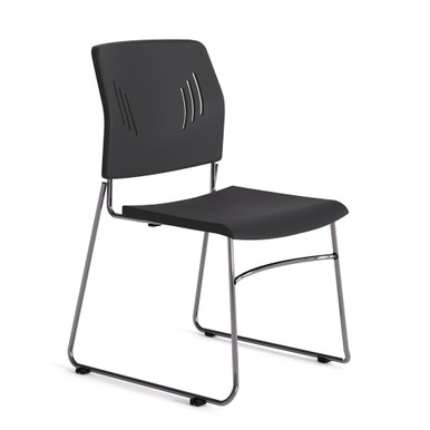 OfficeSource Stacked Seating Armless Stackable Side Chair with Chrome Frame - Navy