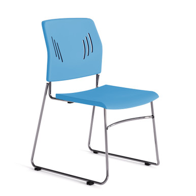 OfficeSource Stacked Seating Armless Stackable Side Chair with Chrome Frame - Light Blue - Image 4