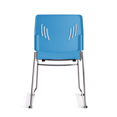 OfficeSource Stacked Seating Armless Stackable Side Chair with Chrome Frame - Light Blue - Image 5
