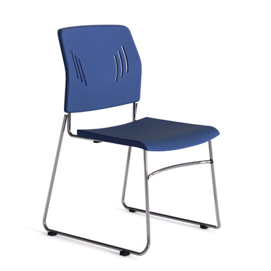 OfficeSource Stacked Seating Armless Stackable Side Chair with Chrome Frame - Light Blue - Image 10