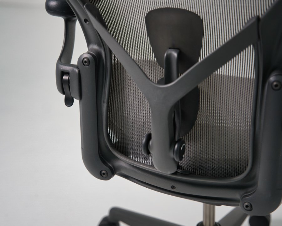 Close-up of Herman Miller Aeron Classic PostureFit lumbar support detail