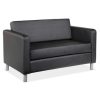OfficeSource | Define | Loveseat with Silver Metal Legs - Gray PU Leather