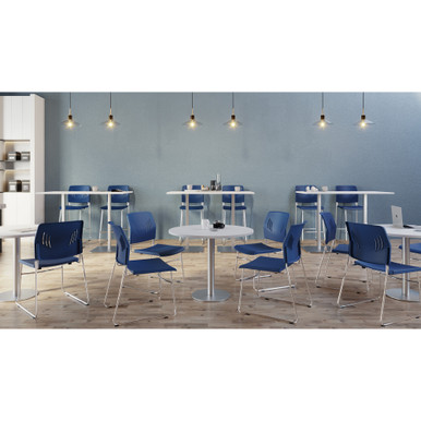 OfficeSource Stacked Seating Armless Stackable Side Chair with Chrome Frame - Light Blue - Image 16