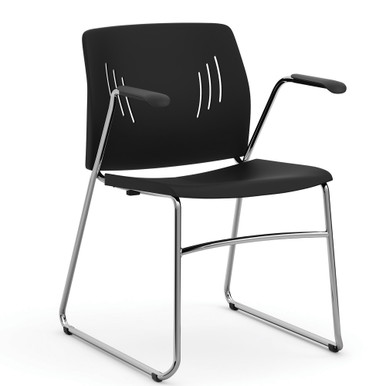 OfficeSource Stacked Seating Stackable Side Chair with Chrome Frame - Gray