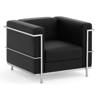 OfficeSource | Madison | Club Chair with Chrome Frame - Light Gray PU Leather