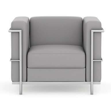 OfficeSource | Madison | Club Chair with Chrome Frame - Light Gray PU Leather - Image 8