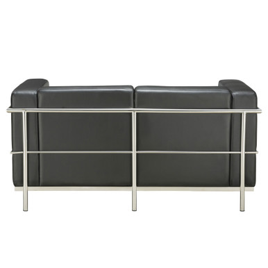 OfficeSource | Madison | Loveseat with Chrome Frame - Light Gray PU Leather - Image 3