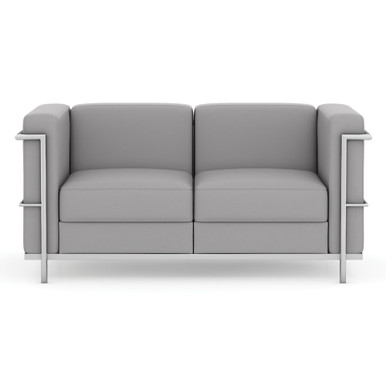 OfficeSource | Madison | Loveseat with Chrome Frame - Light Gray PU Leather - Image 5