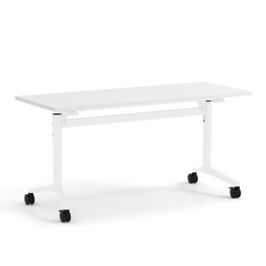 OfficeSource | OS Training Tables | White T-Flip Top, Nesting Table - White