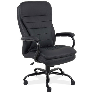OfficeSource | Big & Tall | Big and Tall Executive High Back with Black Frame - Black PU Leather