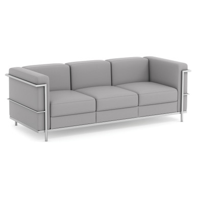OfficeSource | Madison | Sofa with Chrome Frame - Light Gray