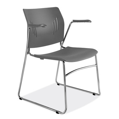 OfficeSource Stacked Seating Stackable Side Chair with Chrome Frame - Gray - Image 2