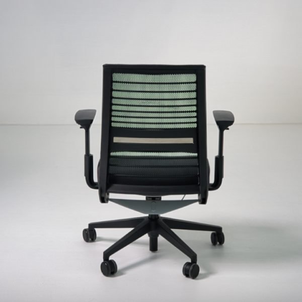 Back view of refurbished Steelcase Think V2 task chair in black