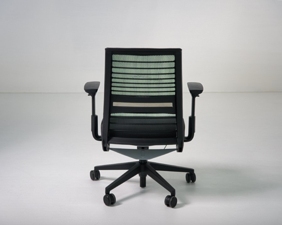 Back view of refurbished Steelcase Think V2 task chair in black