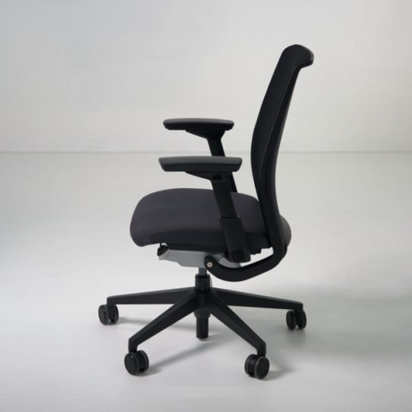 Side view of refurbished Steelcase Think V2 task chair in black