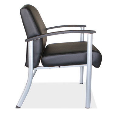 OfficeSource | Big & Tall | Big & Tall Guest Chair with Silver Frame - Black PU Leather - Image 2