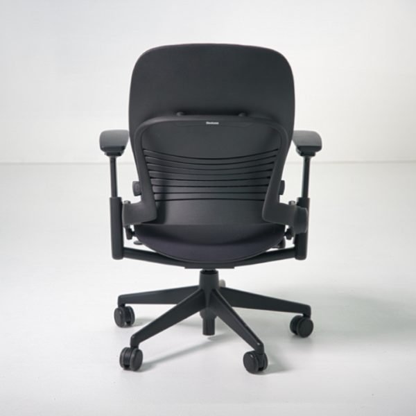 Back view of refurbished Steelcase Leap V2 task chair in black