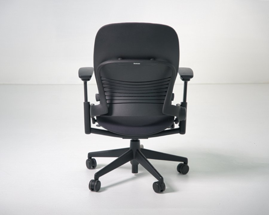 Back view of refurbished Steelcase Leap V2 task chair in black