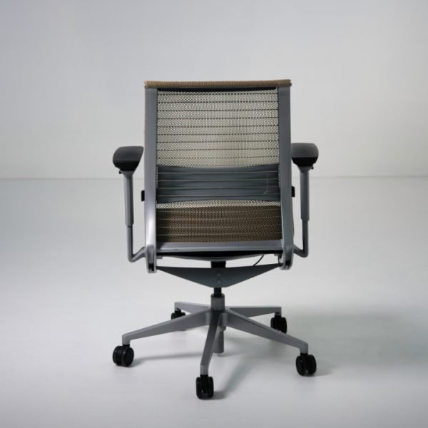 Back view of refurbished Steelcase Think V1 task chair with tan mesh back