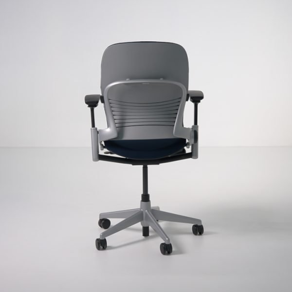 Back view of refurbished Steelcase Leap V2 task chair in navy