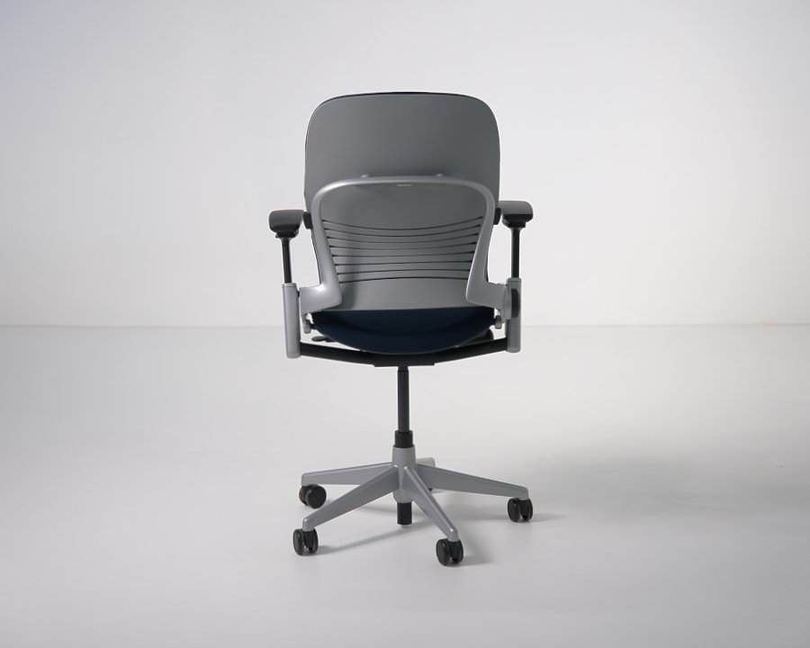 Back view of refurbished Steelcase Leap V2 task chair in navy