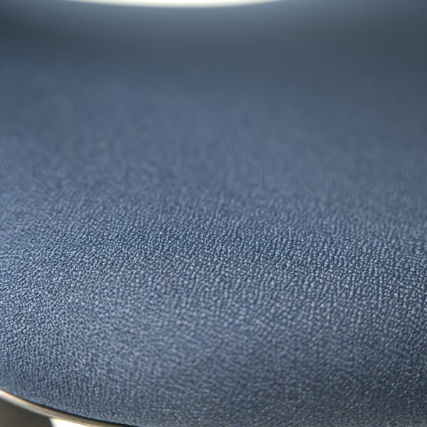 Close-up detail of refurbished Steelcase Leap V2 chair in navy