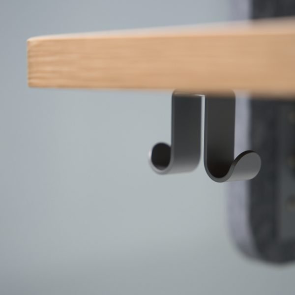 Bag hook accessory on preowned Teknion HiSpace sit-stand desk