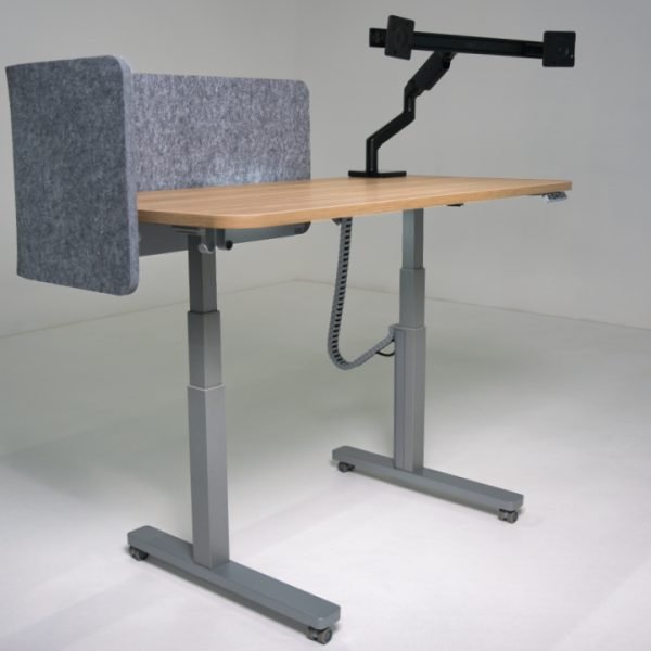 Preowned Teknion HiSpace sit-stand desk angled view