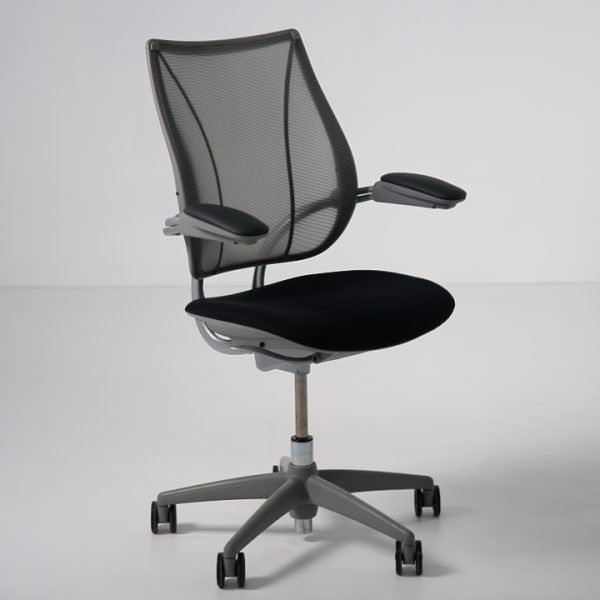 Angled view of Humanscale Liberty ergonomic task chair pre-owned