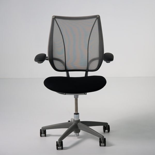Humanscale Liberty task chair pre-owned front view in black and silver