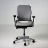 Refurbished Steelcase Leap V2 task chair in gray vinyl front view